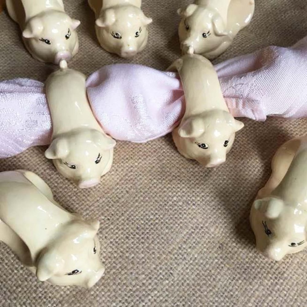 Glass Pig Napkin Rings